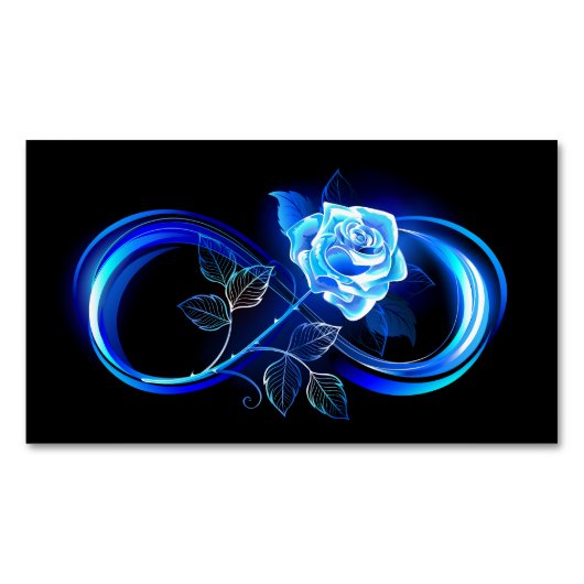 Glowing infinity with blue rose マグネット名刺 (正面)