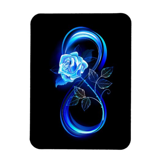 Glowing infinity with blue rose マグネット (縦)