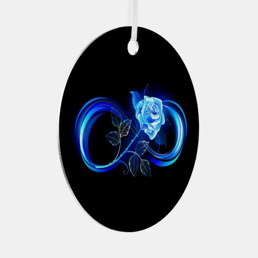 Glowing infinity with blue rose メタルオーナメント (正面右)