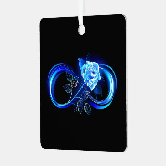 Glowing infinity with blue rose メタルオーナメント (正面左)