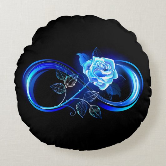 Glowing infinity with blue rose ラウンドクッション (正面)