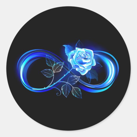 Glowing infinity with blue rose ラウンドシール (正面)