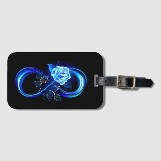 Glowing infinity with blue rose ラゲッジタグ (正面横)