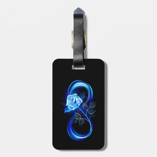 Glowing infinity with blue rose ラゲッジタグ (裏面縦)