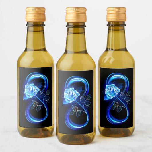 Glowing infinity with blue rose ワインラベル (ボトル)
