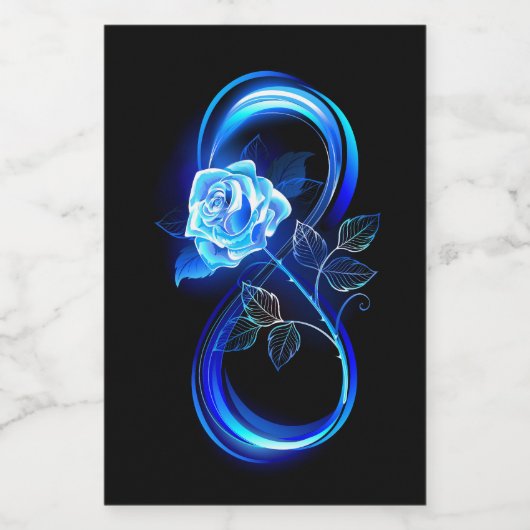 Glowing infinity with blue rose ワインラベル (シングルラベル)