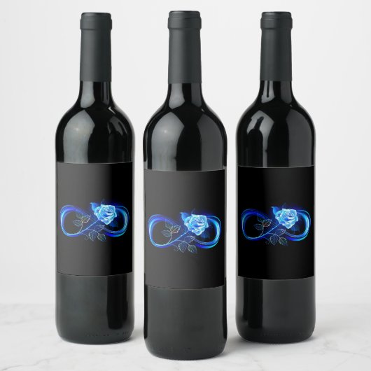 Glowing infinity with blue rose ワインラベル (ボトル)