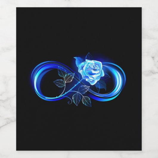 Glowing infinity with blue rose ワインラベル (シングルラベル)