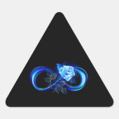 Glowing infinity with blue rose 三角形シール (正面)