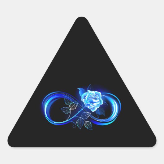 Glowing infinity with blue rose 三角形シール (正面)