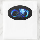 Glowing infinity with blue rose 楕円形シール (バッグ)