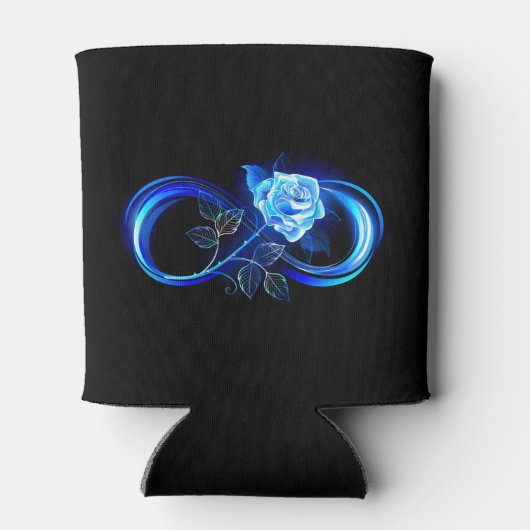 Glowing infinity with blue rose 缶クーラー (裏面)