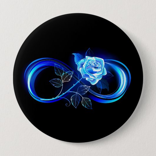 Glowing infinity with blue rose 缶バッジ (正面)