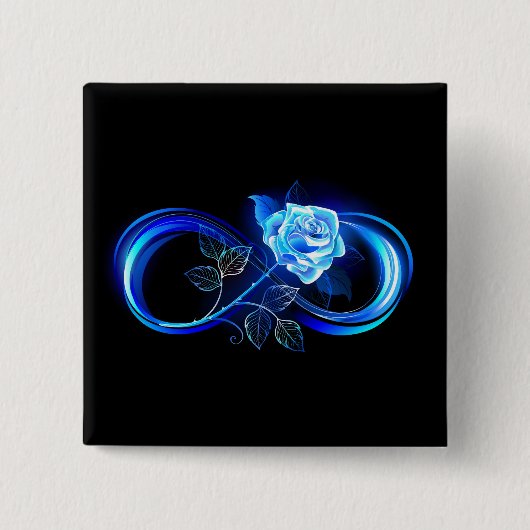 Glowing infinity with blue rose 缶バッジ (正面)