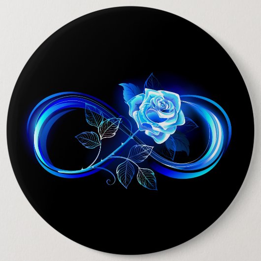 Glowing infinity with blue rose 缶バッジ (正面)