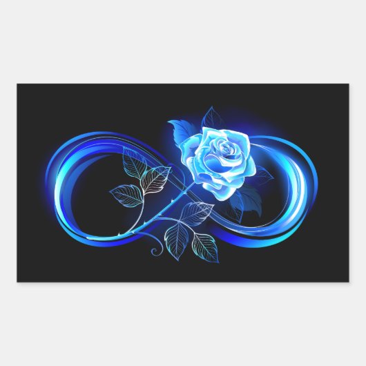 Glowing infinity with blue rose 長方形シール (正面)