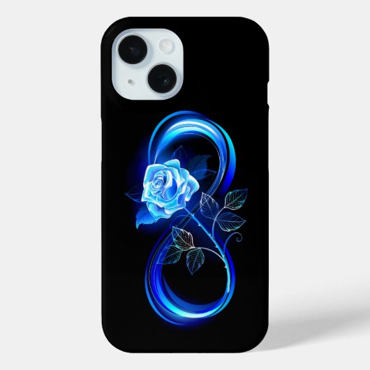 Glowing infinity with blue rose Case-Mate iPhoneケース (裏面)