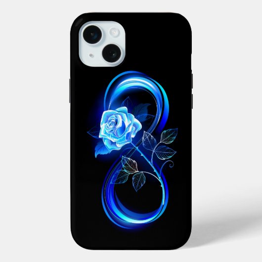 Glowing infinity with blue rose Case-Mate iPhoneケース (裏面)