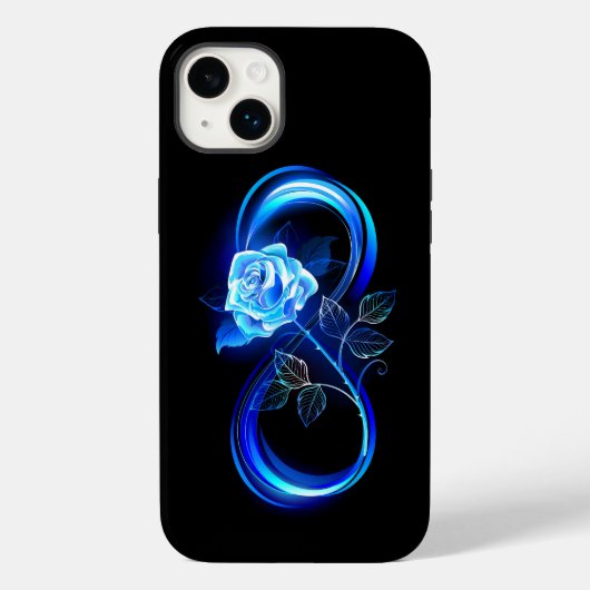 Glowing infinity with blue rose Case-Mate iPhoneケース (裏面)