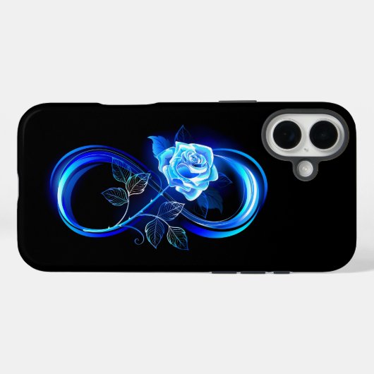 Glowing infinity with blue rose Case-Mate iPhoneケース (裏面 (横))