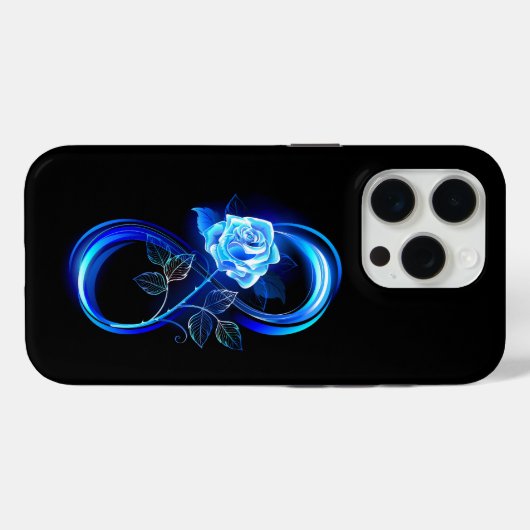 Glowing infinity with blue rose Case-Mate iPhoneケース (裏面 (横))