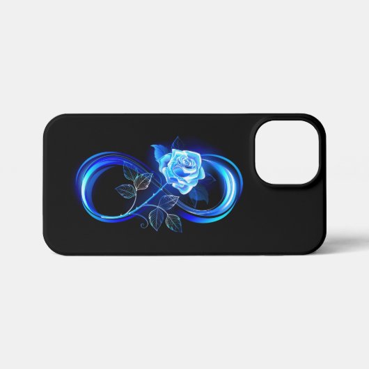 Glowing infinity with blue rose iPhoneケース (裏面横)
