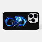 Glowing infinity with blue rose iPhoneケース (裏面横)