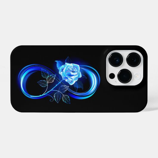 Glowing infinity with blue rose iPhoneケース (裏面横)