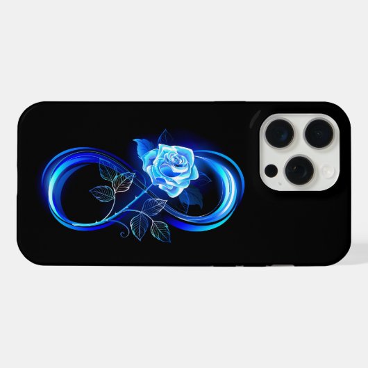 Glowing infinity with blue rose iPhoneケース (裏面横)
