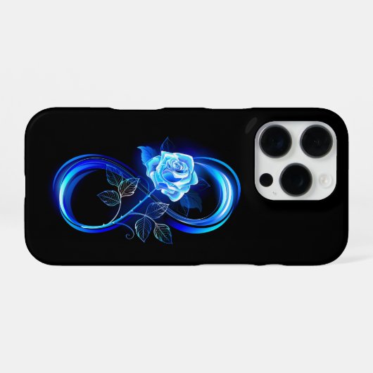 Glowing infinity with blue rose iPhoneケース (裏面横)