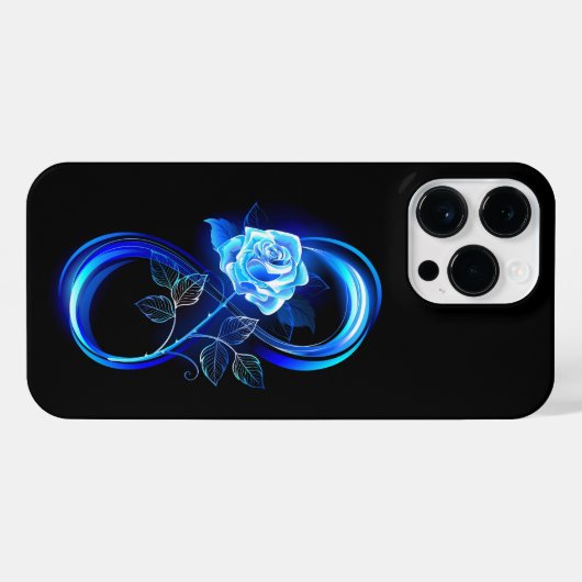 Glowing infinity with blue rose iPhoneケース (裏面横)