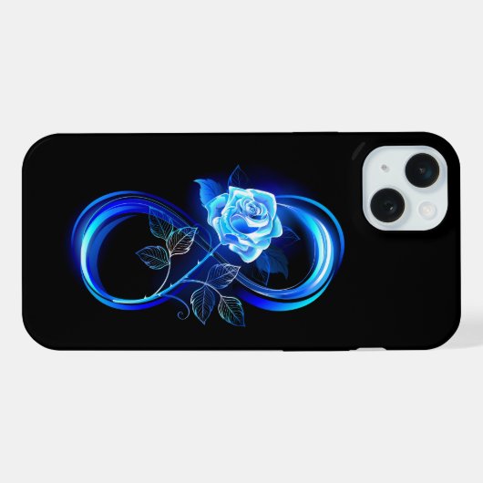 Glowing infinity with blue rose iPhoneケース (裏面横)