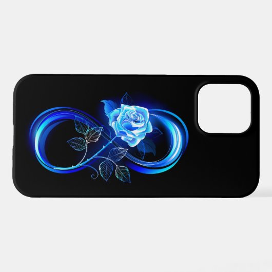 Glowing infinity with blue rose iPhoneケース (裏面横)