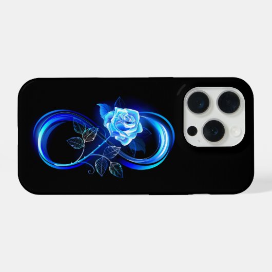 Glowing infinity with blue rose iPhoneケース (裏面横)