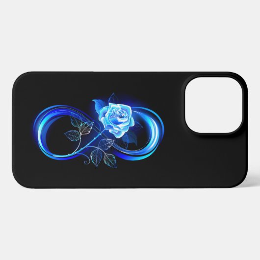 Glowing infinity with blue rose iPhoneケース (裏面横)