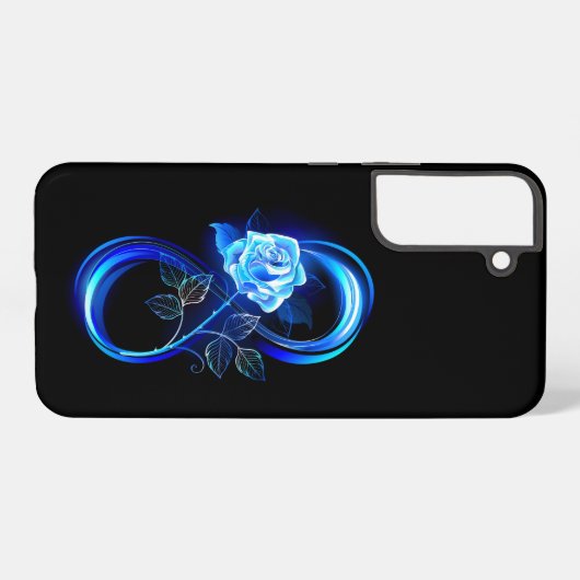 Glowing infinity with blue rose samsung galaxyケース (裏面横)