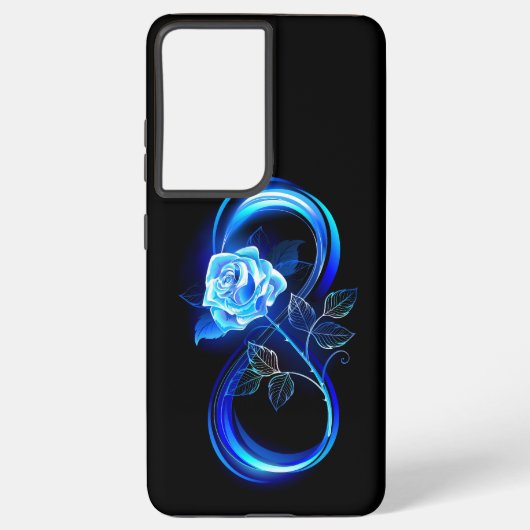 Glowing infinity with blue rose samsung galaxyケース (裏面)