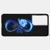 Glowing infinity with blue rose samsung galaxyケース (裏面横)