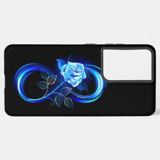 Glowing infinity with blue rose samsung galaxyケース (裏面横)