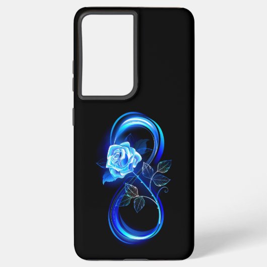 Glowing infinity with blue rose samsung galaxyケース (裏面)