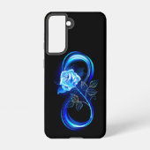 Glowing infinity with blue rose samsung galaxyケース (裏面)