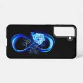 Glowing infinity with blue rose samsung galaxyケース (裏面横)