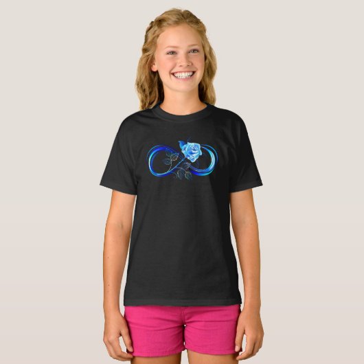 Glowing infinity with blue rose tシャツ (正面フル)