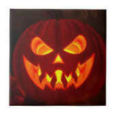Glowing Jack-O-Lantern Halloween Ceramic Tile タイル (正面)