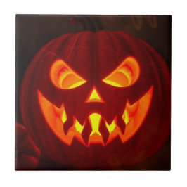 Glowing Jack-O-Lantern Halloween Ceramic Tile タイル