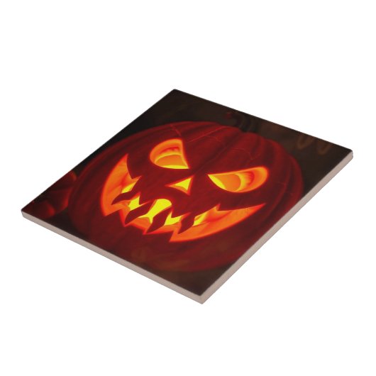 Glowing Jack-O-Lantern Halloween Ceramic Tile タイル (側面)