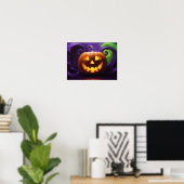 Glowing Jack-o'-Lantern Halloween Poster ポスター (ホームオフィス)