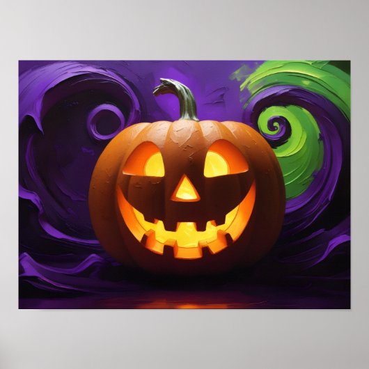 Glowing Jack-o'-Lantern Halloween Poster ポスター (正面)