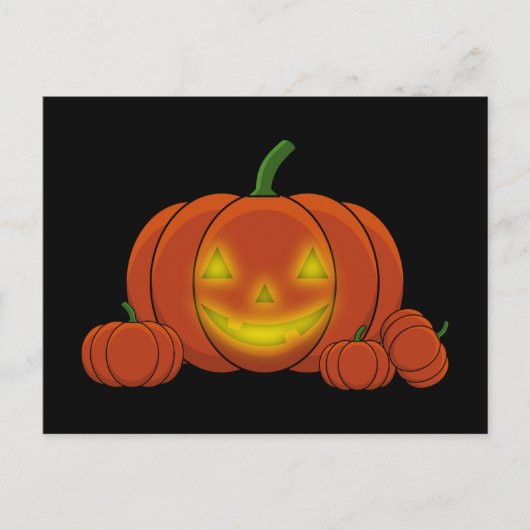 Glowing Jack-o'-Lantern Pumpkin シーズンポストカード (正面)