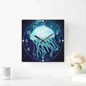 Glowing Jellyfish Ocean Marine Life Beach Sea Life スクエア壁時計 (ホーム)